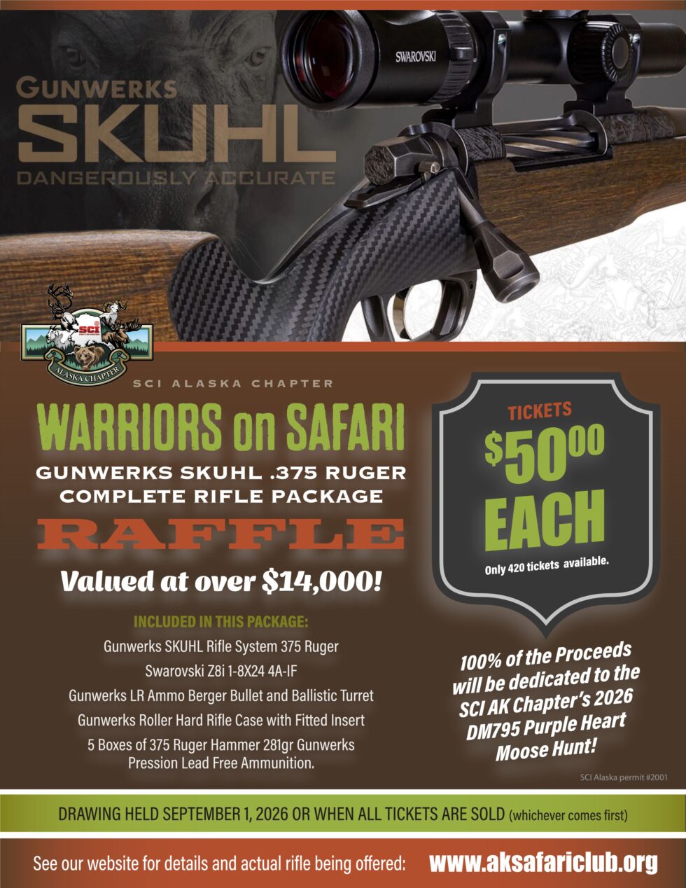 Riffle Ruffle 2026 Warriors On Safari Gunwerks Rifle Raffle | SCI Alaska